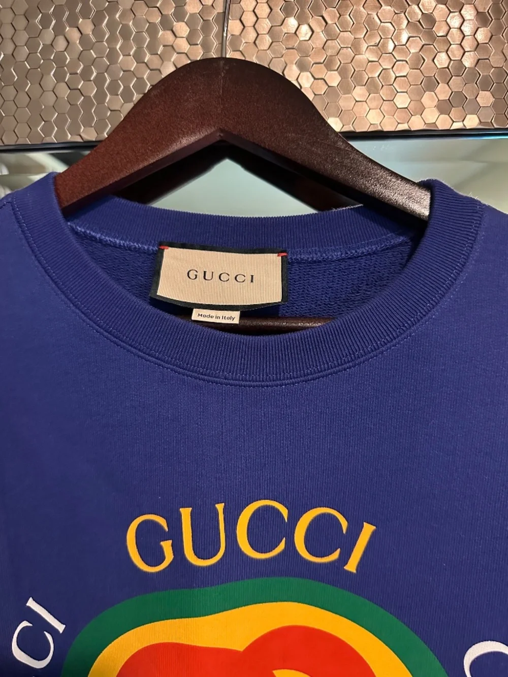 Gucci Men's Interlocking GG Logo Crewneck Sweatshirt Blue XS — Like New